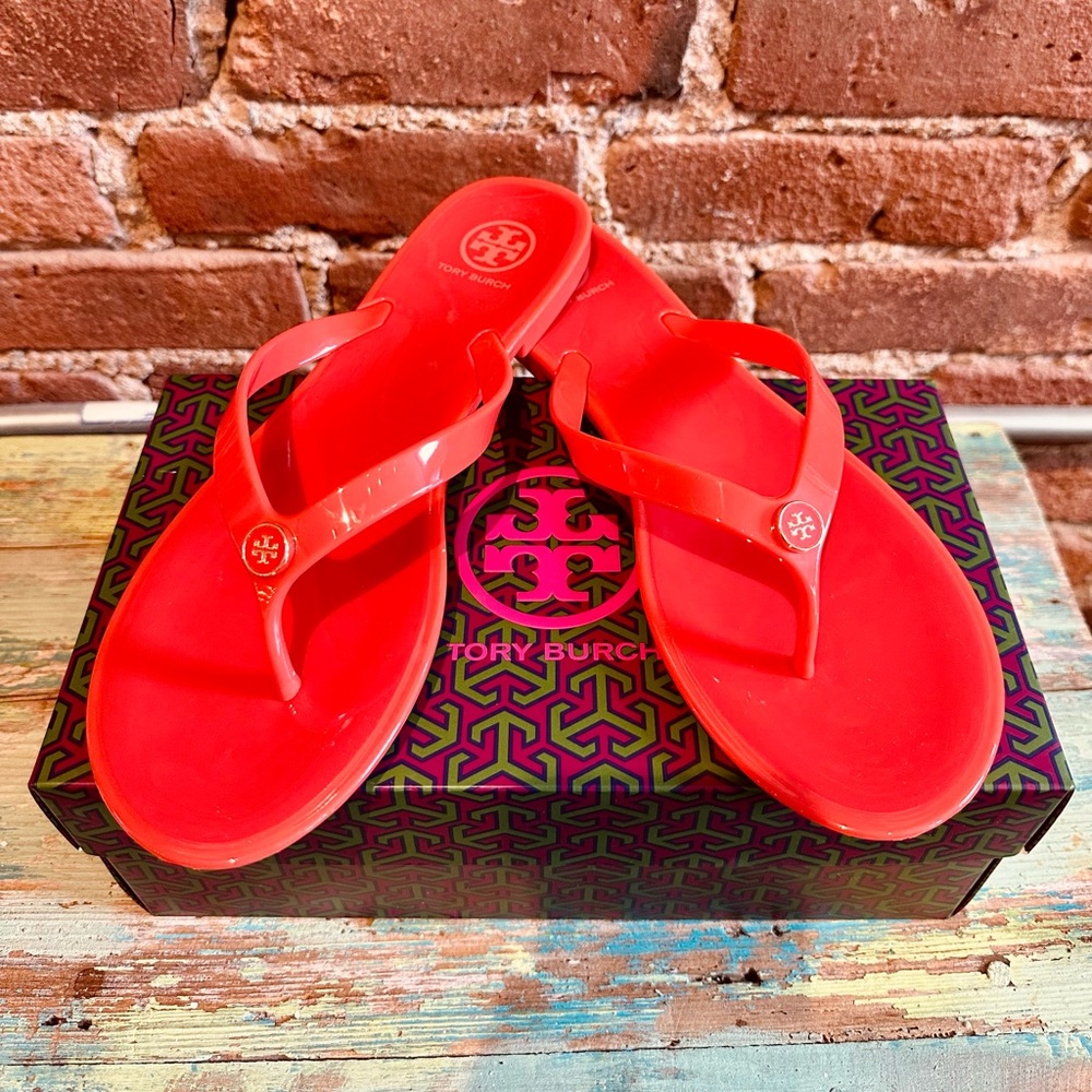 Tory Burch studded jelly flip flops in color Samba size 8 - brand new with box